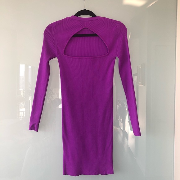 ZARA Long sleeve body con purple mini dress NWT - Picture 3 of 3